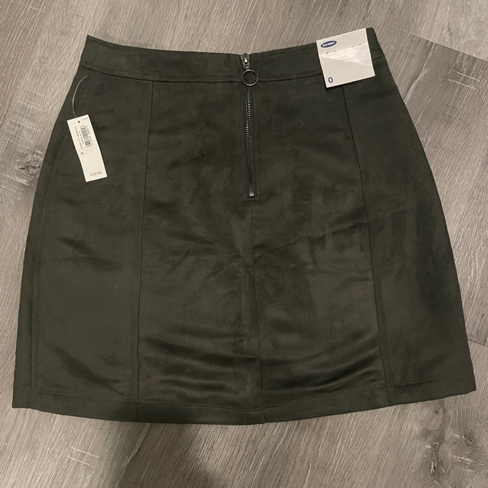 Green suede skirt